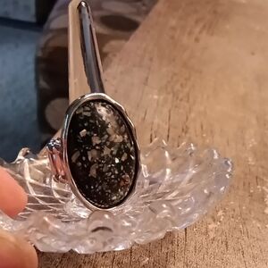 Paparazzi Black and Silver Speckled Ring